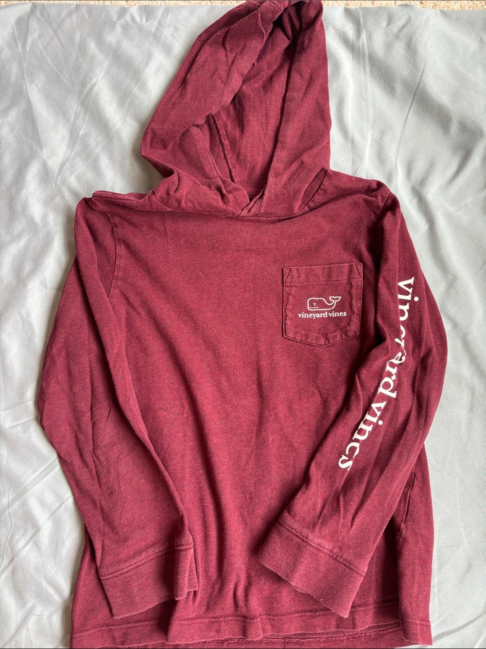 Vineyard Vines Maroon Hooded Long Sleeve Tee